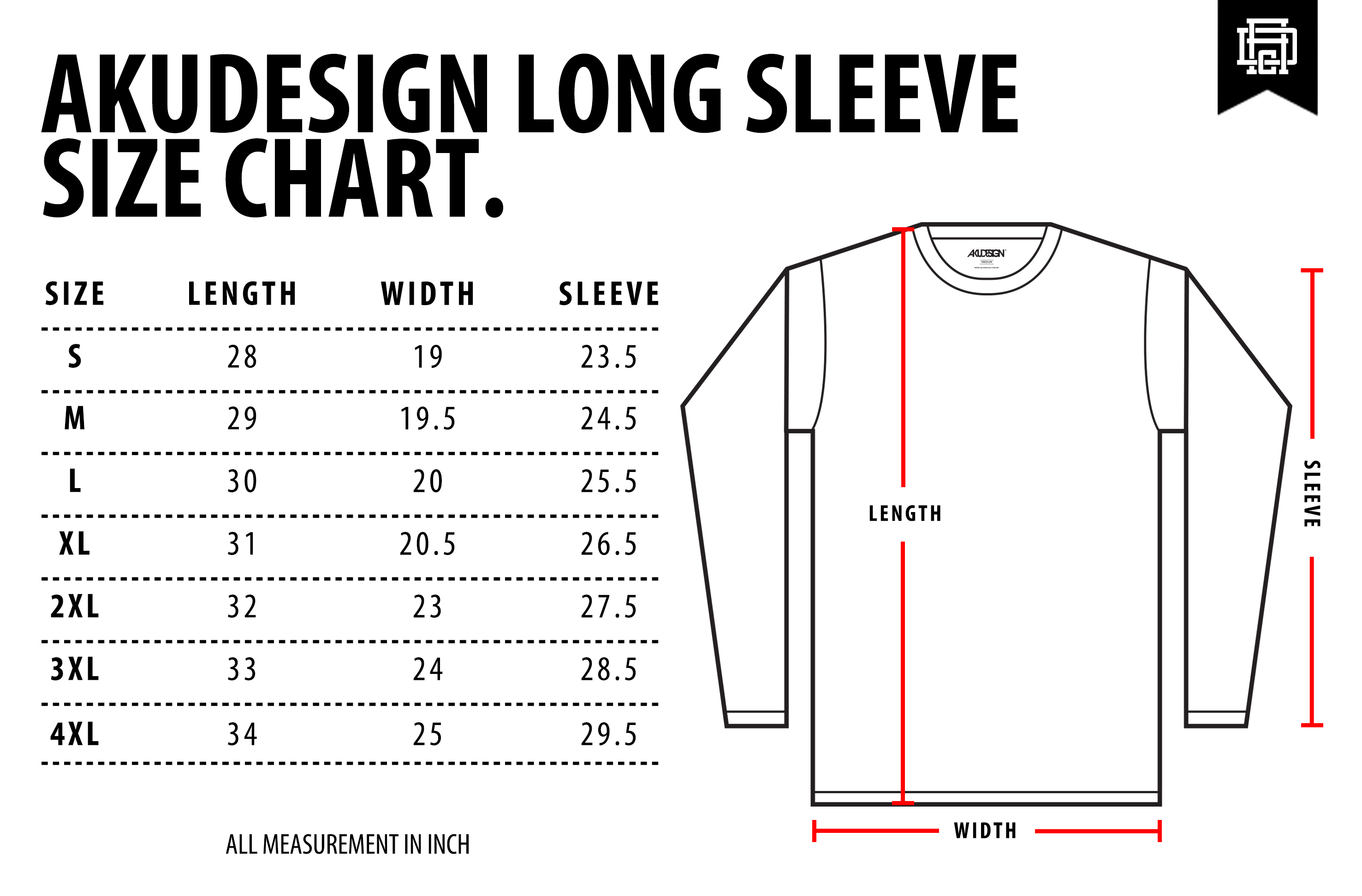 Long Sleeve Size Chart - WF New