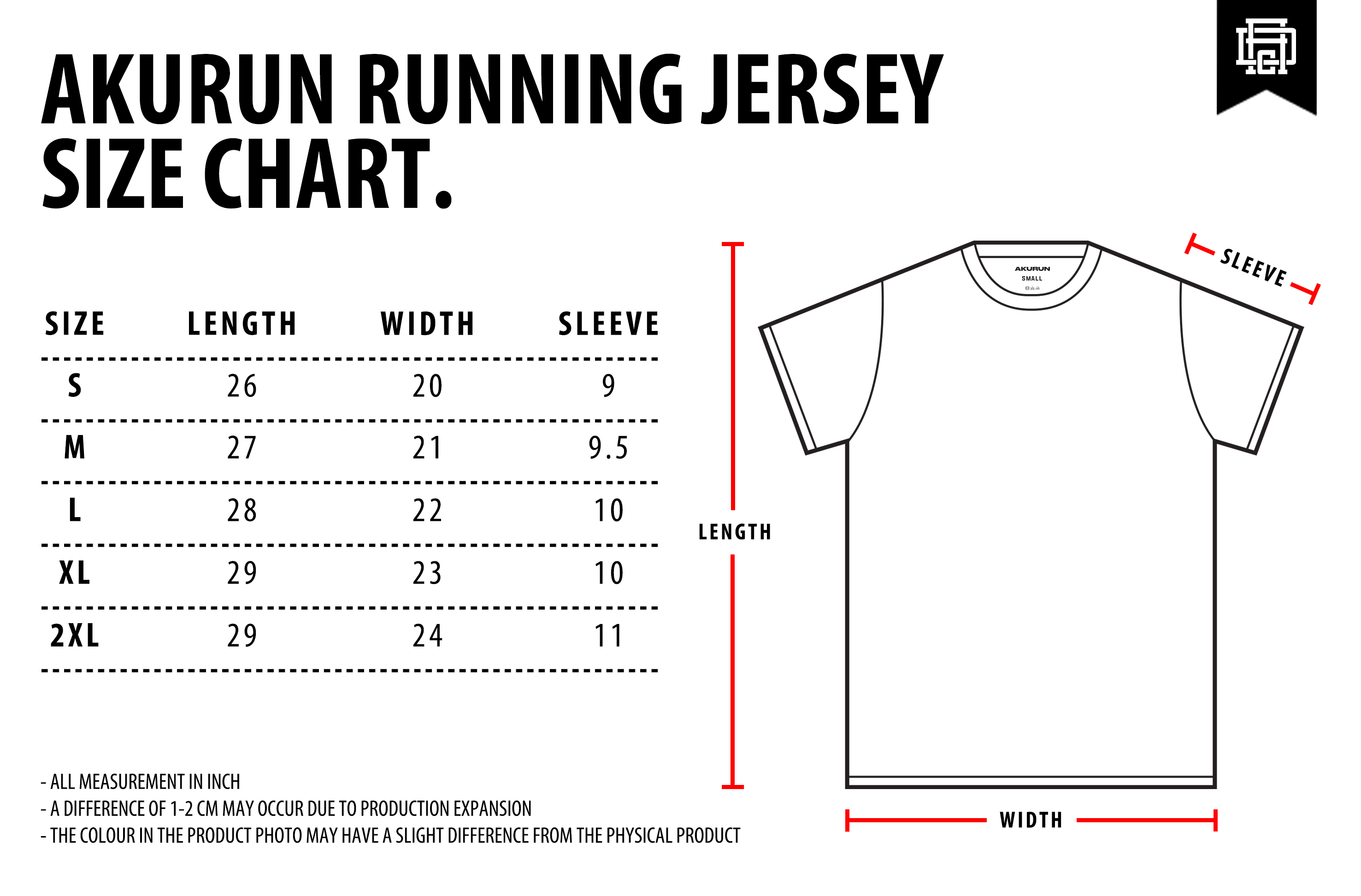 AkuRun Running Jersey Size Chart - WF