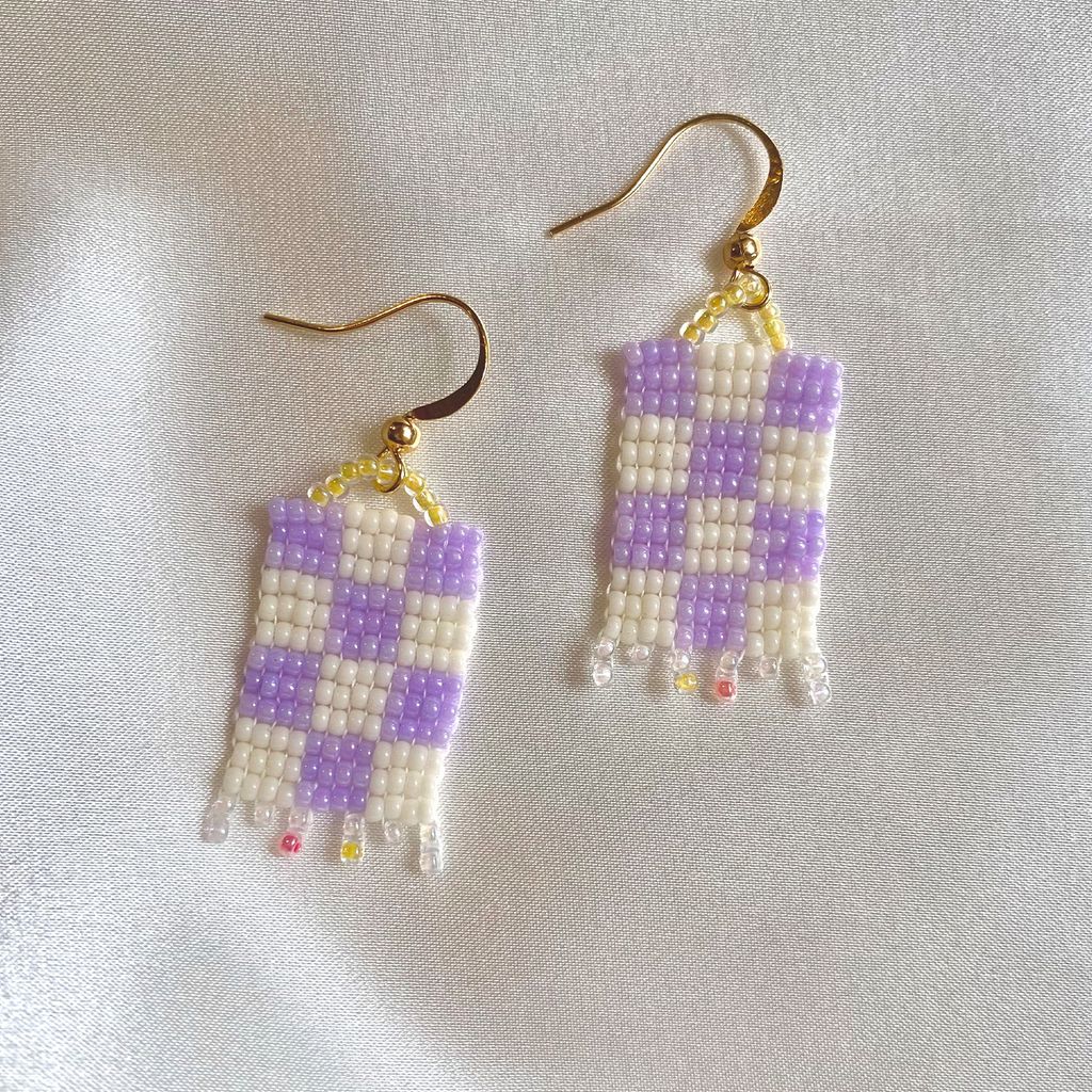 kismis purple beaded earrings by kalbu