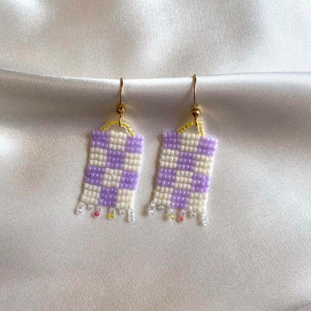 kismis purple beaded earrings by kalbu