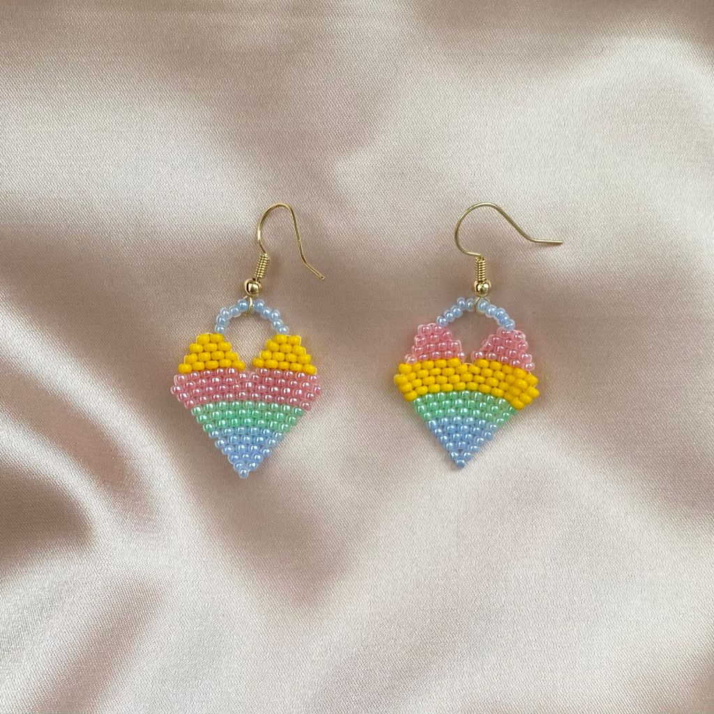 crush rainbow heart beaded earrings by kalbu