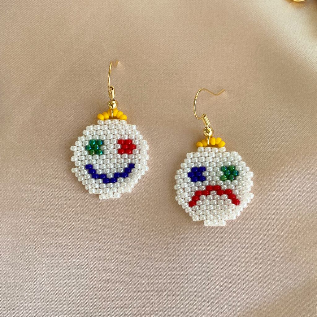 i feel funny sad happy smiley beaded earrings kalbu