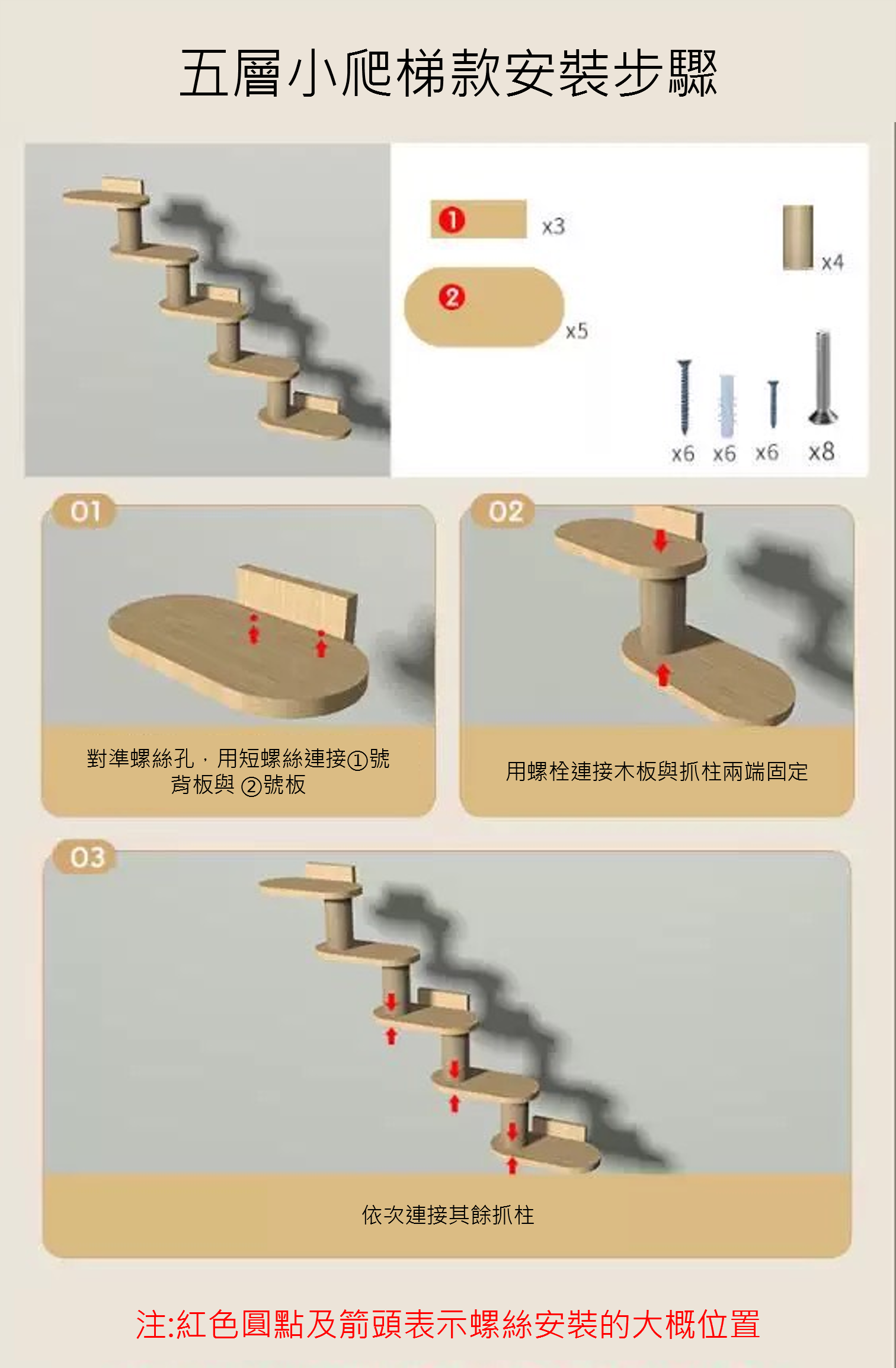 五層小爬梯款安裝步驟