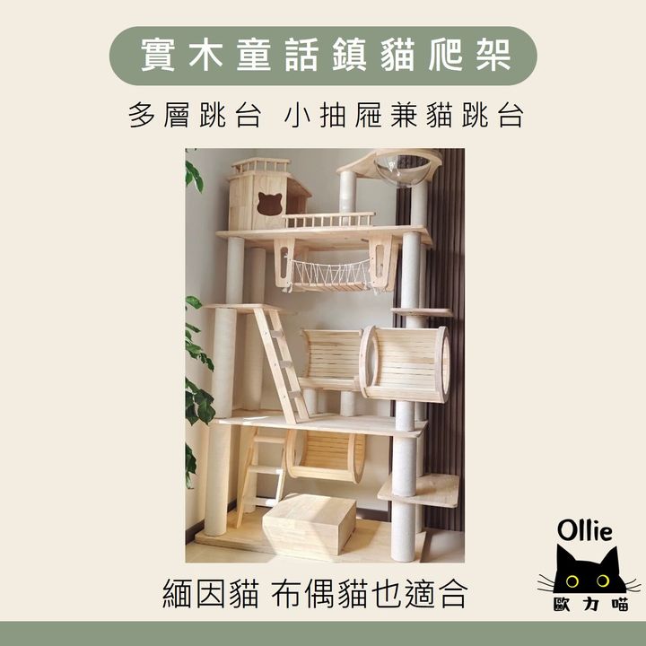 實木童話鎮貓爬架 緬因貓 布偶貓 小抽屜 首圖1
