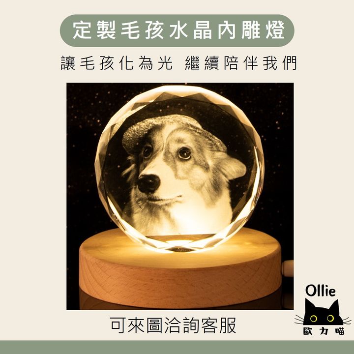 定製毛孩水晶內雕燈 圖1