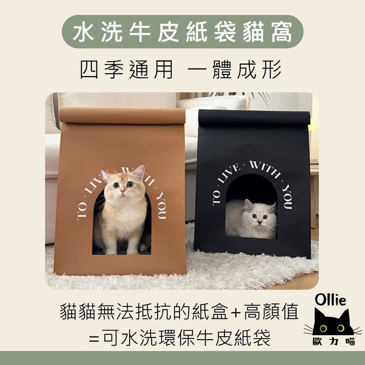 水洗牛皮紙袋貓窩 首圖