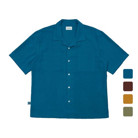 Two Pockets Elbow-Length Camp Collar Shirt