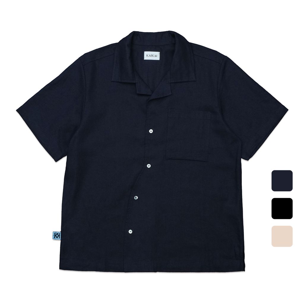 Linen-blend Camp Collar Shirt