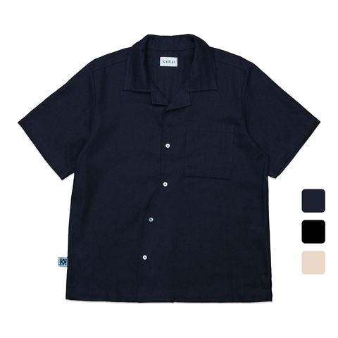 Linen-blend Camp Collar Shirt