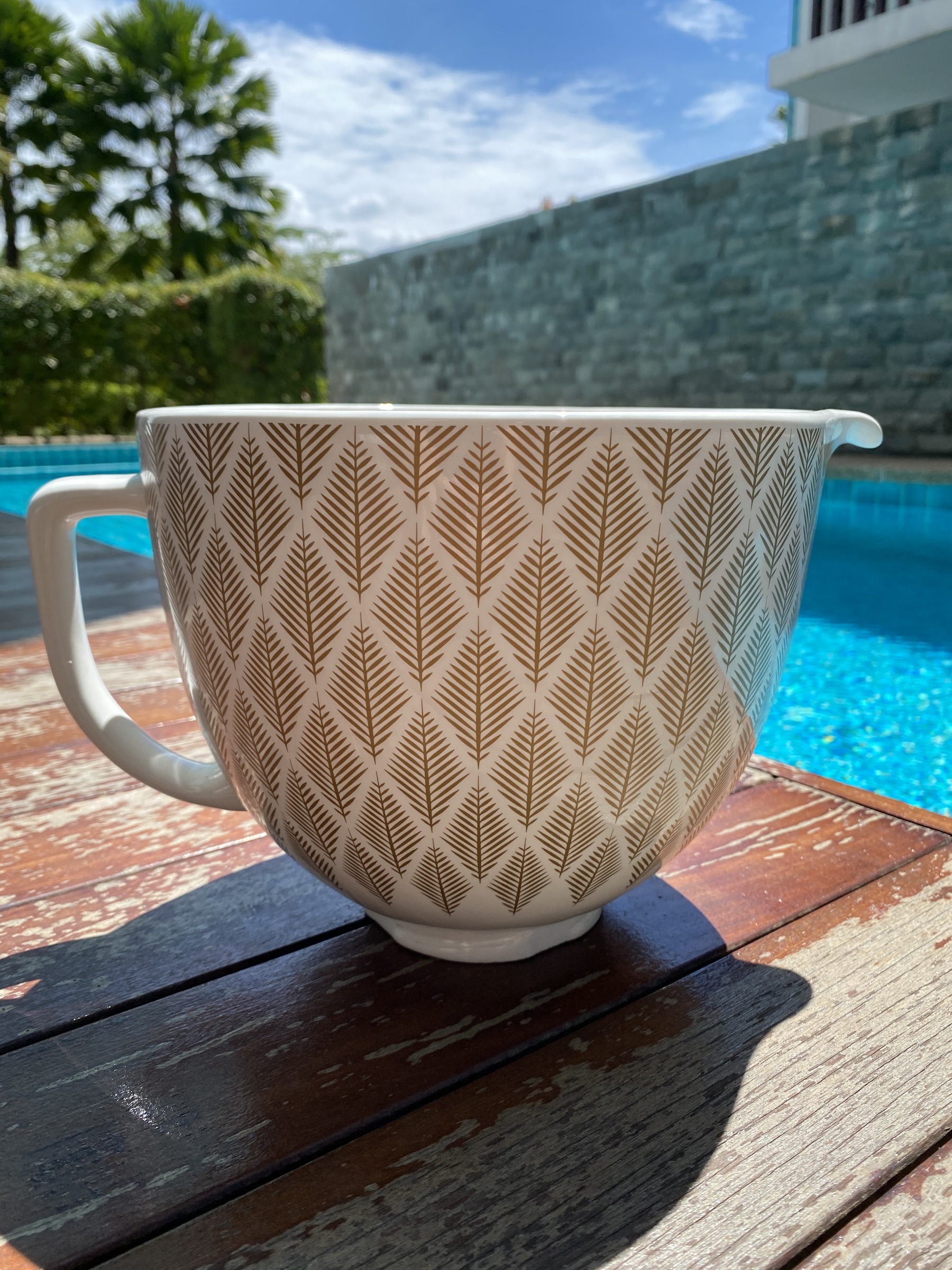 5-Quart Patterned Ceramic Bowl for Tilt-Head Mixers (Gold Conifer