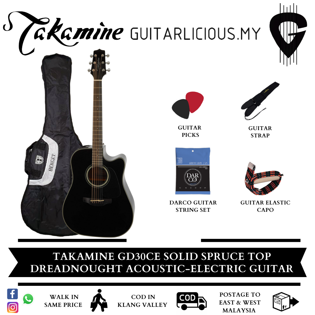 Takamine GD30CE, Black, Package A