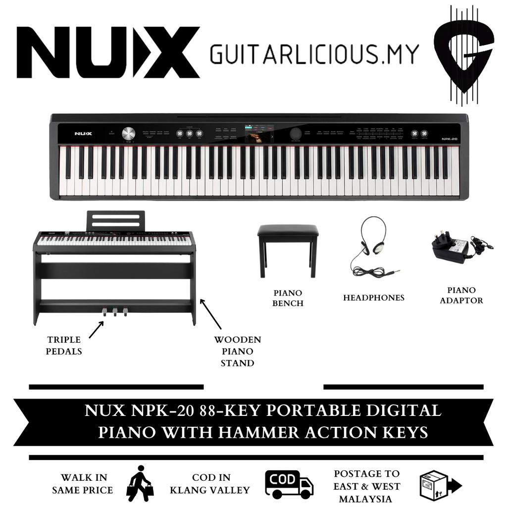 Nux NPK-20 Piano, Black, Package B
