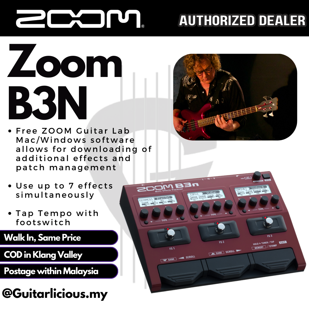 Zoom B3n Bass Guitar Multi Effects Pedal Processor Stompbox ( B-3n / B3N )  – GUITARLICIOUS.MY