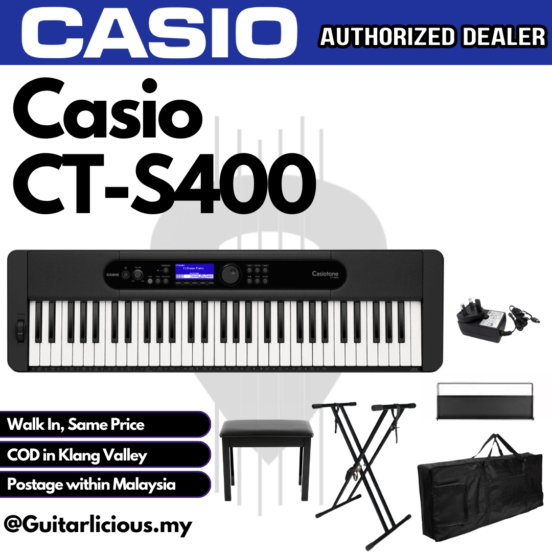 CASIO Casiotone CT-S400 61-Keys Ultra Portable Arranger Keyboard, Bundle  Set (CTS 400 / CTS400 / CTS-400) – GUITARLICIOUS.MY