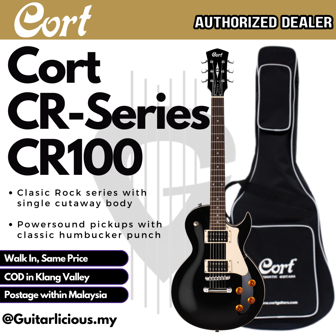 Cort CR100 Double Humbucker (HH) Les Paul Design Electric Guitar with Bag -  Black – GUITARLICIOUS.MY