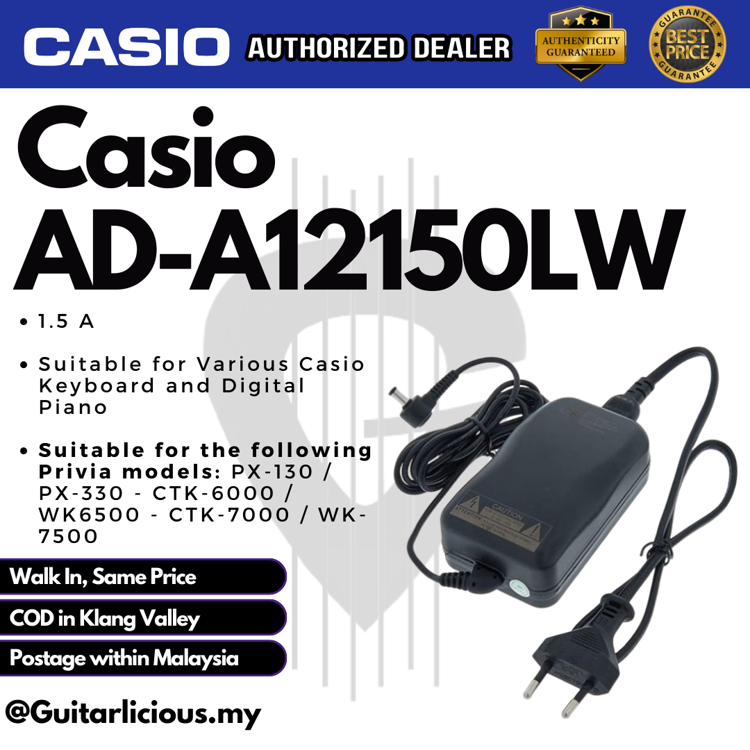 Casio AD-A12150LW 12 Watt Original Power Supply Adapter For Casio Digital  Piano (ADA12150LW) – GUITARLICIOUS.MY