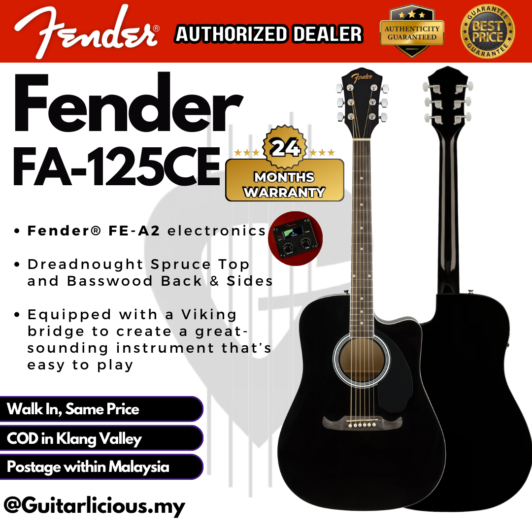 Acoustic - FA-125CE Fender, Black - A