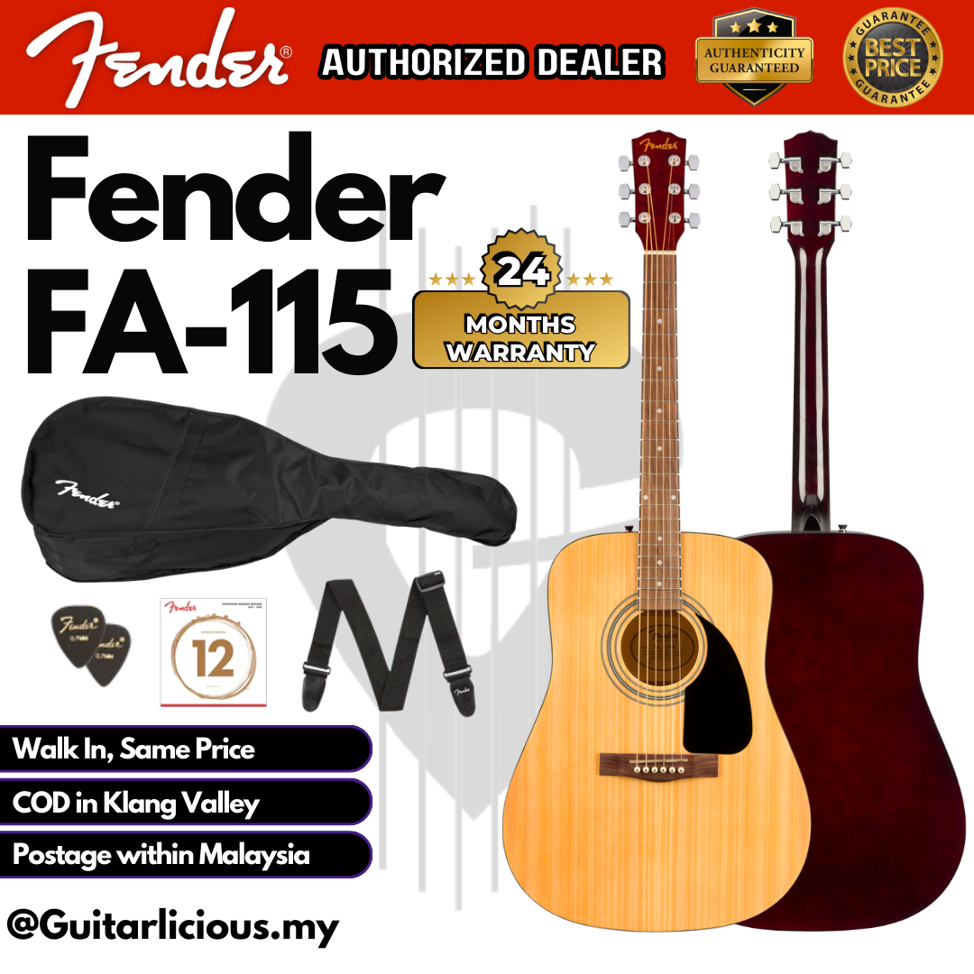 Dreadnought　FB,　Acoustic　Pack　–　V2,　FA115　Guitar　(F03-097-1210-721)　FENDER　Natural　FA-115　Walnut