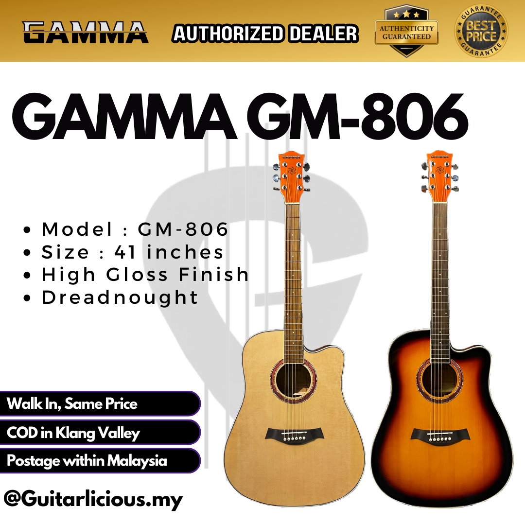 GAMMA Series 40” Slimbody Acoustic Guitar with 4 band EQ ( GM40S-EQ /  GM40SEQ ) plug in pick up semi acoustic package set akustik slim body Slim  body Slim-body