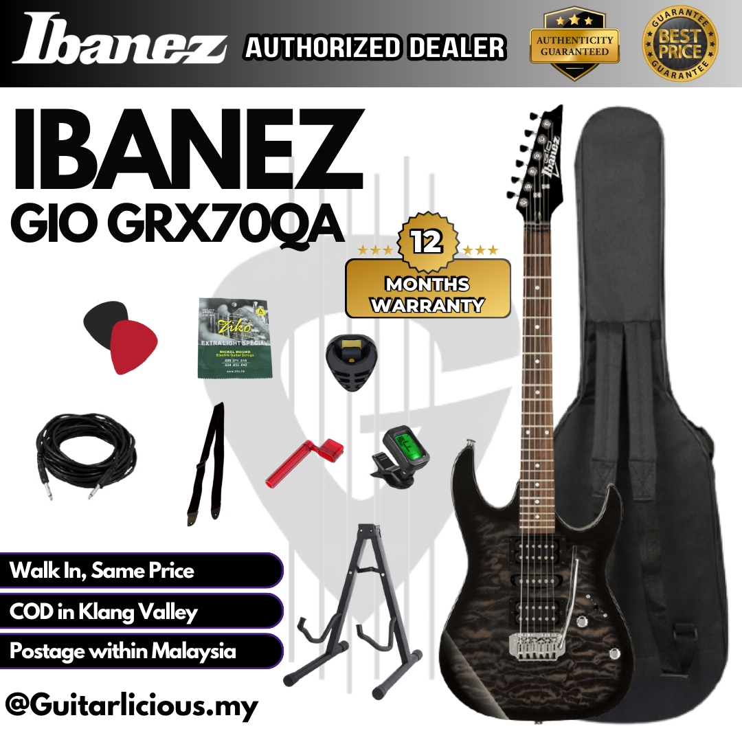 GIO GRX70QA - Transparent Black Burst - C (2)