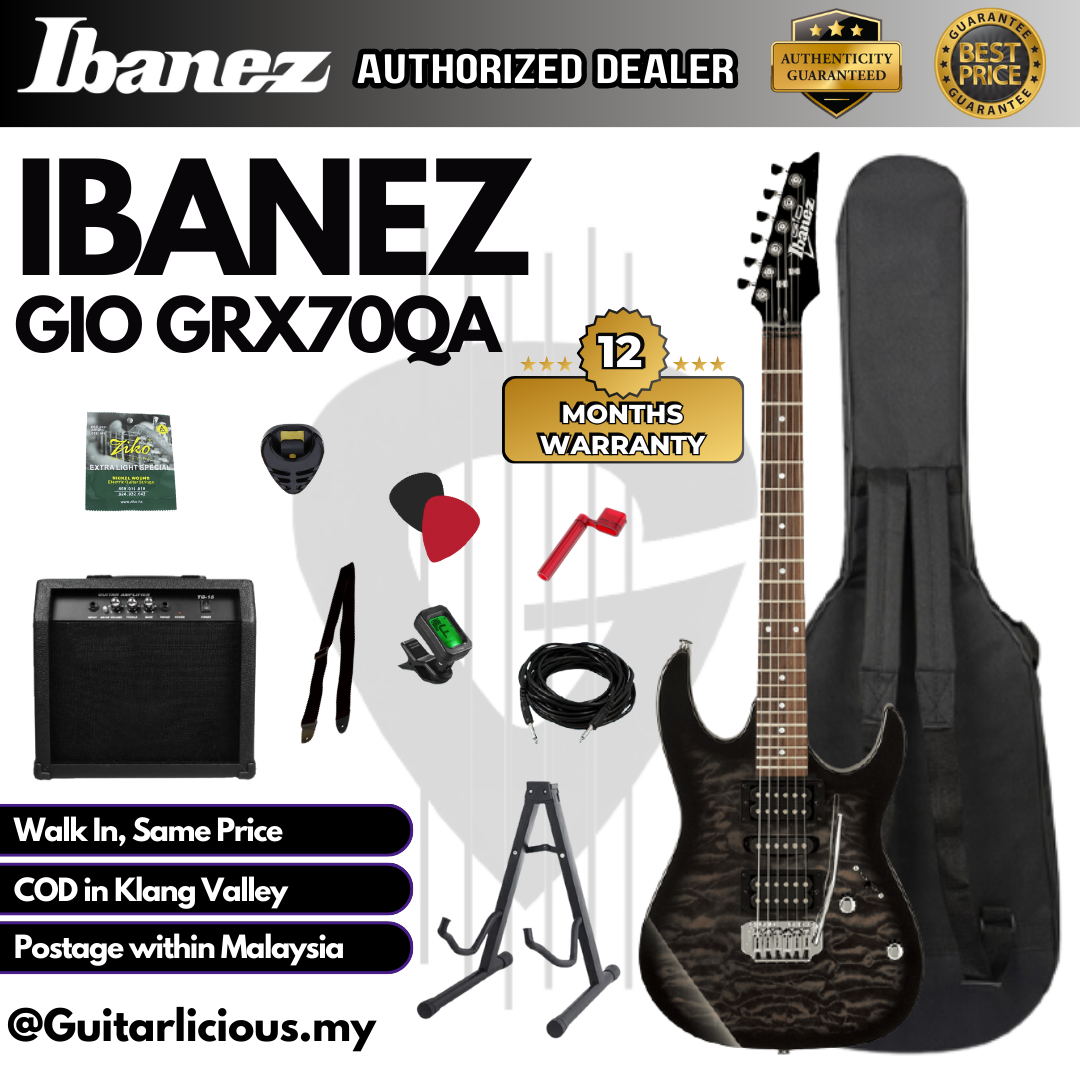 GIO GRX70QA - Transparent Black Burst - D (2)