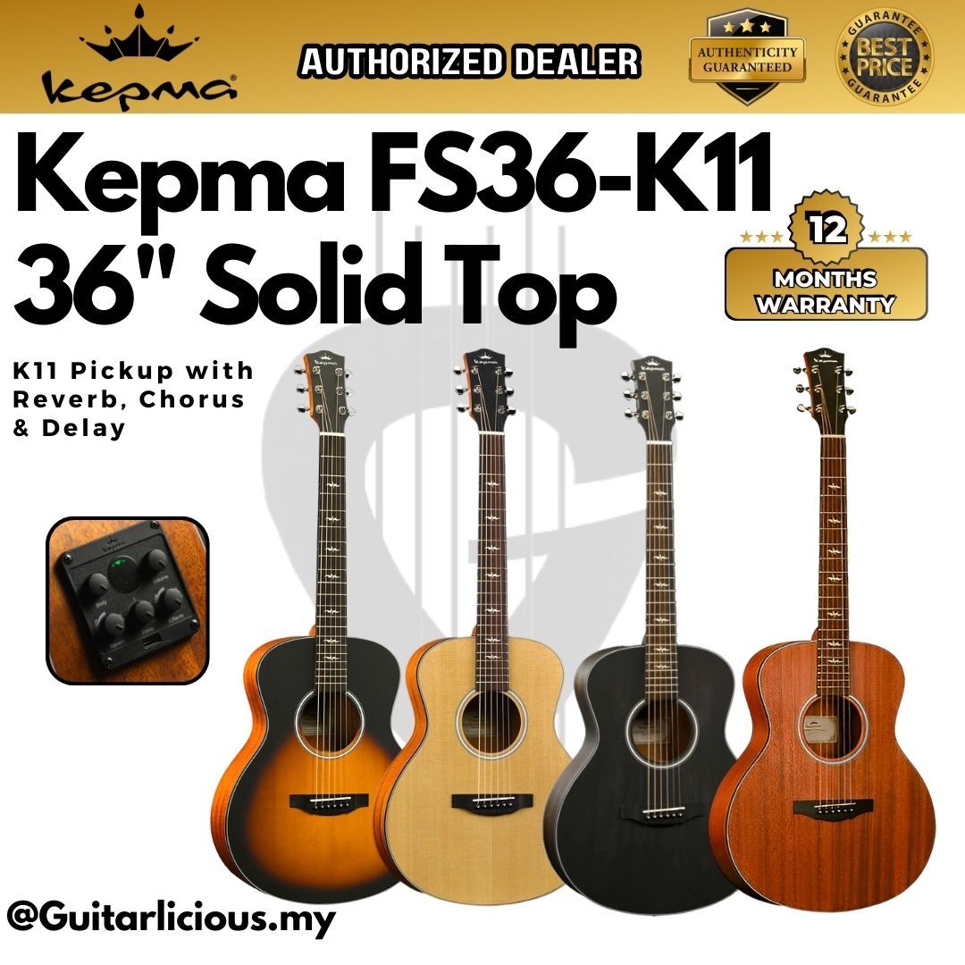 KEPMA FS36 EQ Elite Series 36 inch 3 4 Travel Solid Top Acoustic Guitar with AcoustiFex K 11 Pickup FS36 FS36EQ