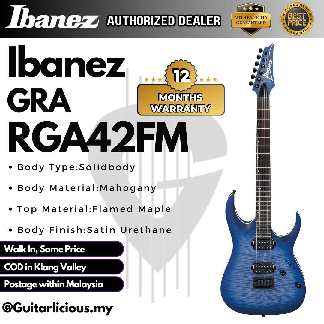 Ibanez RGA42FM, Blue Lagoon Burst Flat - A (2)