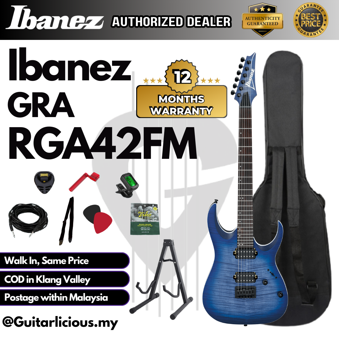 Ibanez RGA42FM, Blue Lagoon Burst Flat - C (2)