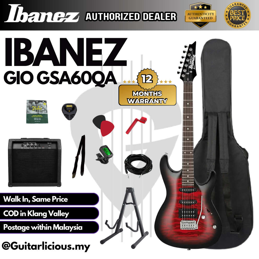 Ibanez GIO GSA60QA - Transparent Red Burst - D