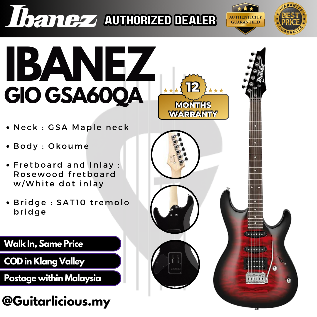 Ibanez GIO GSA60QA - Transparent Red Burst - A