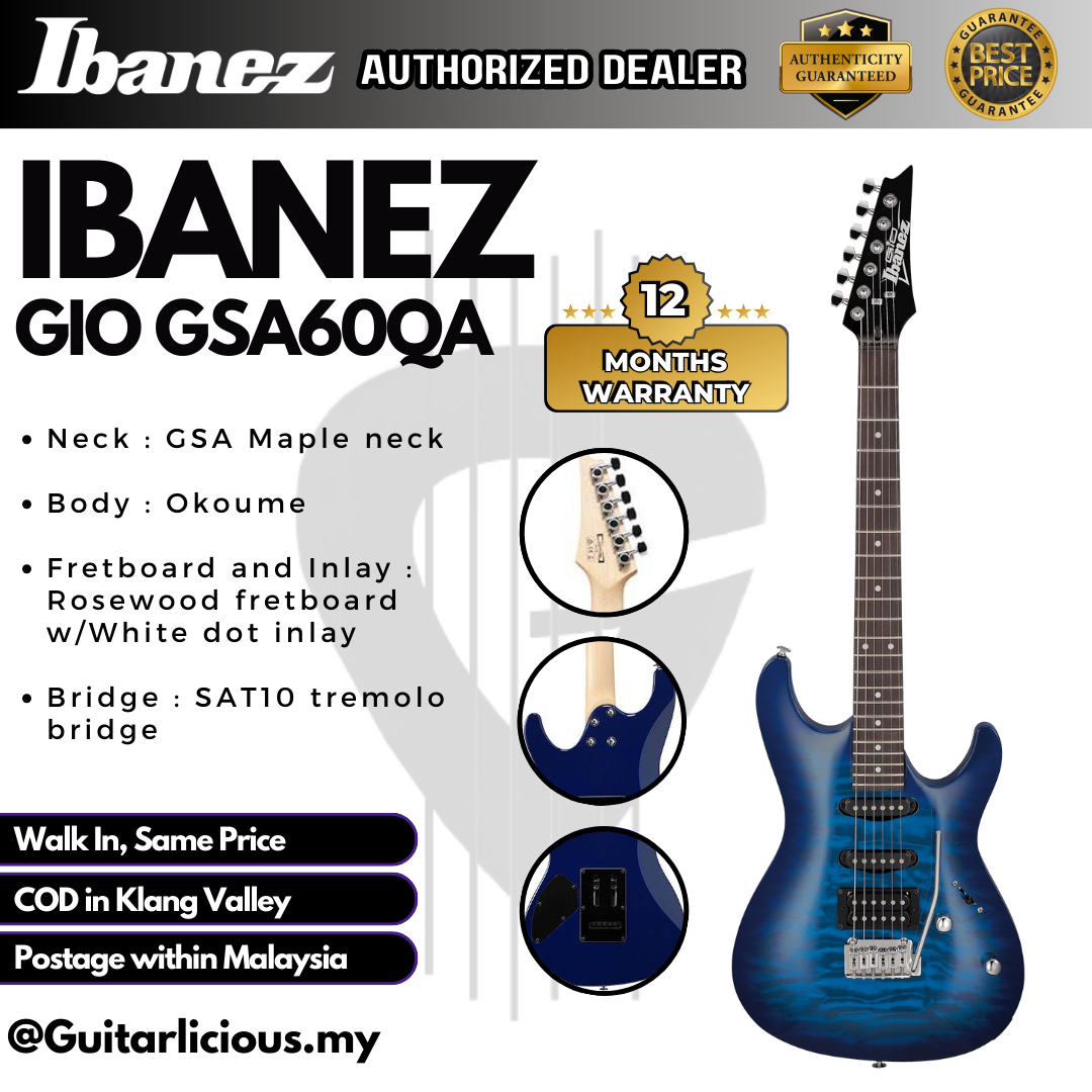 Ibanez GIO GSA60QA - Transparent Blue Burst - A