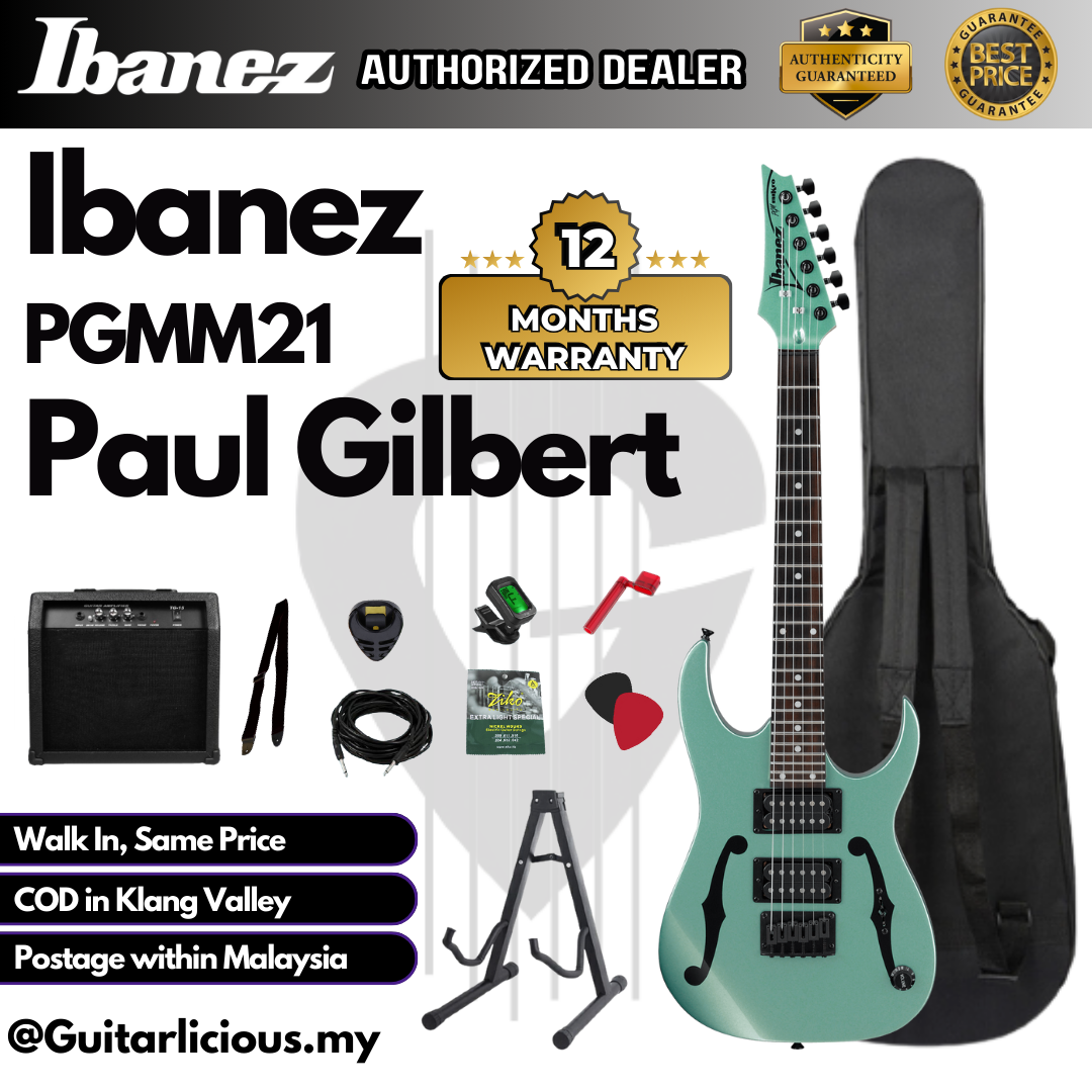 Ibanez Paul Gilbert Signature PGMM21, Metallic Light Green - D (2)