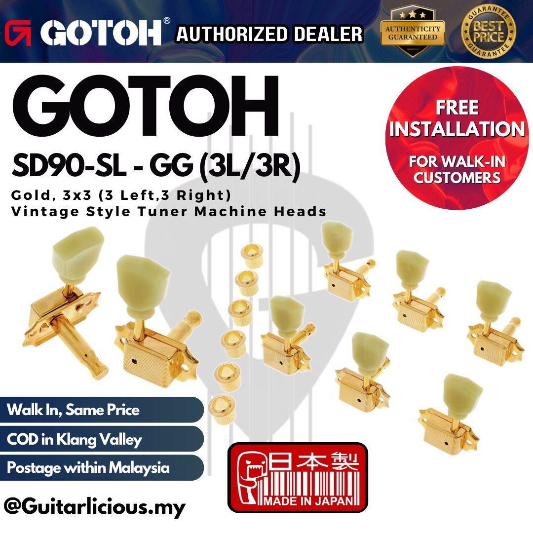 GOTOH SD90SL Vintage Style 3x3 (3L,3R) Tuner Machine Heads SD90SL / SD