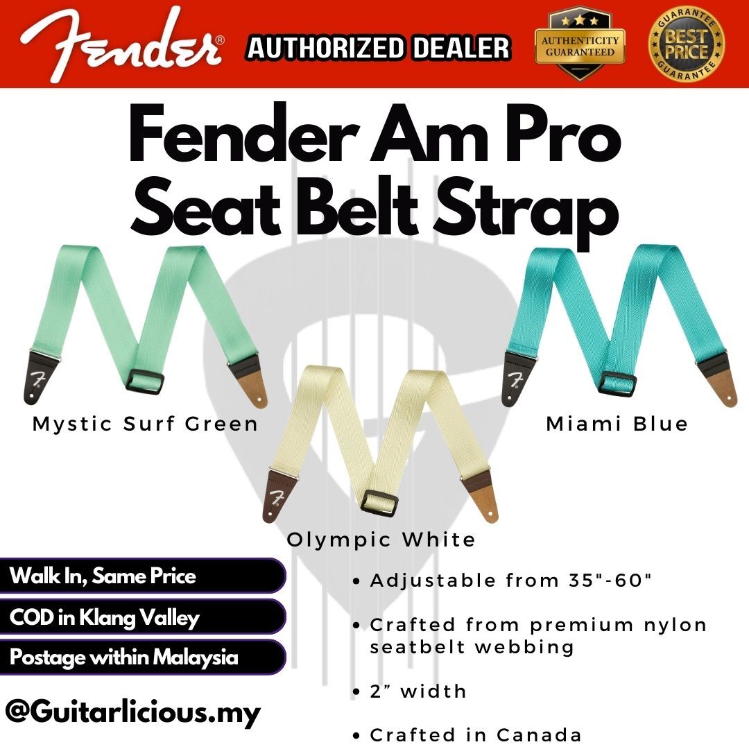 Fender American Professional Seat Belt Strap - Mystic Surf Green