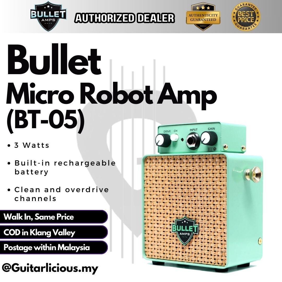 MINI AMPLI GUITARE ELECTRIQUE BULLET BT-05 MINI ROBOT NOMAD 5W GREEN