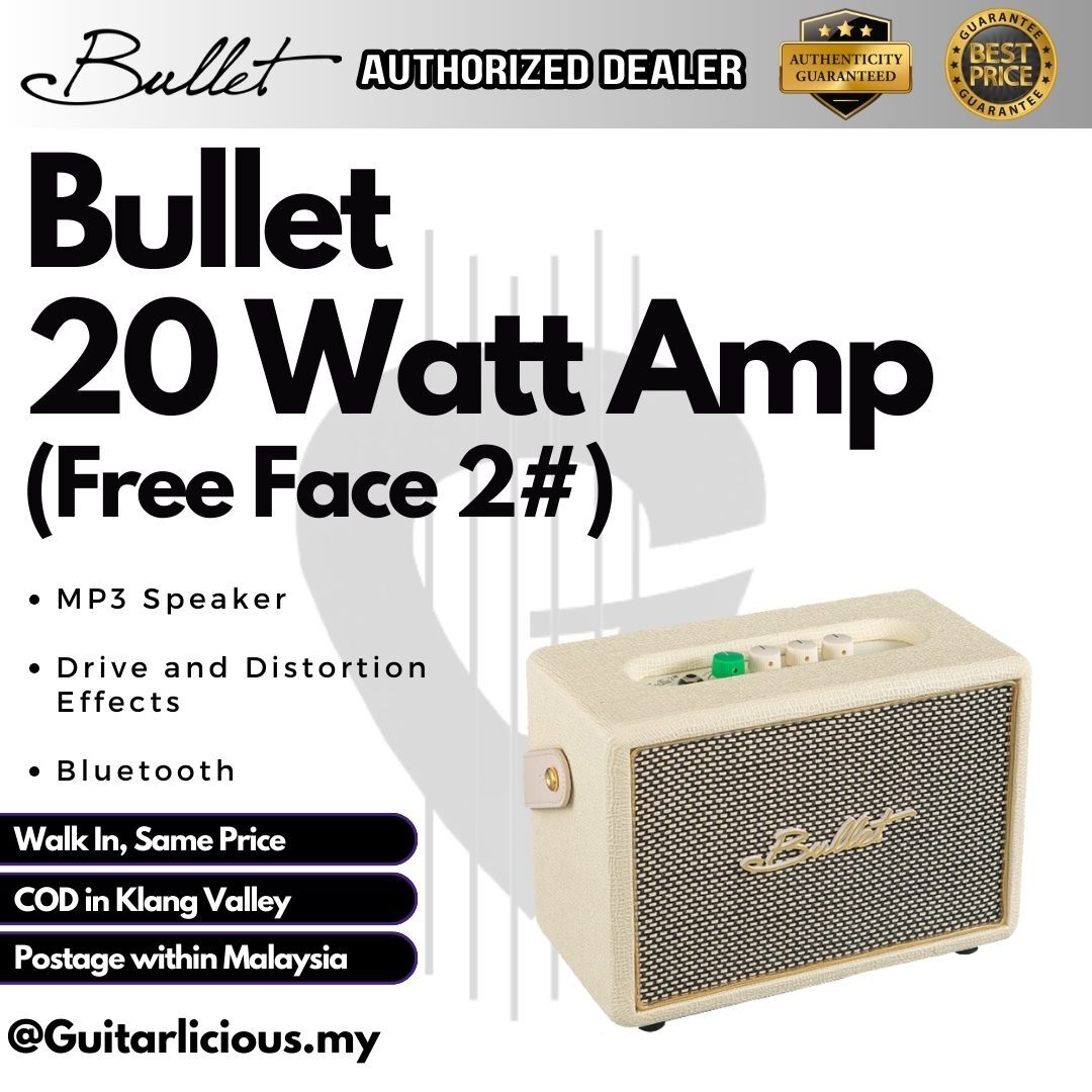 Ampli pour guitare Bullet® FreeFace 2 Mini Amp + Bluetooth 20W blanc  Connection Bluetooth Oui Instrument Guitare Puissance 20 Watts