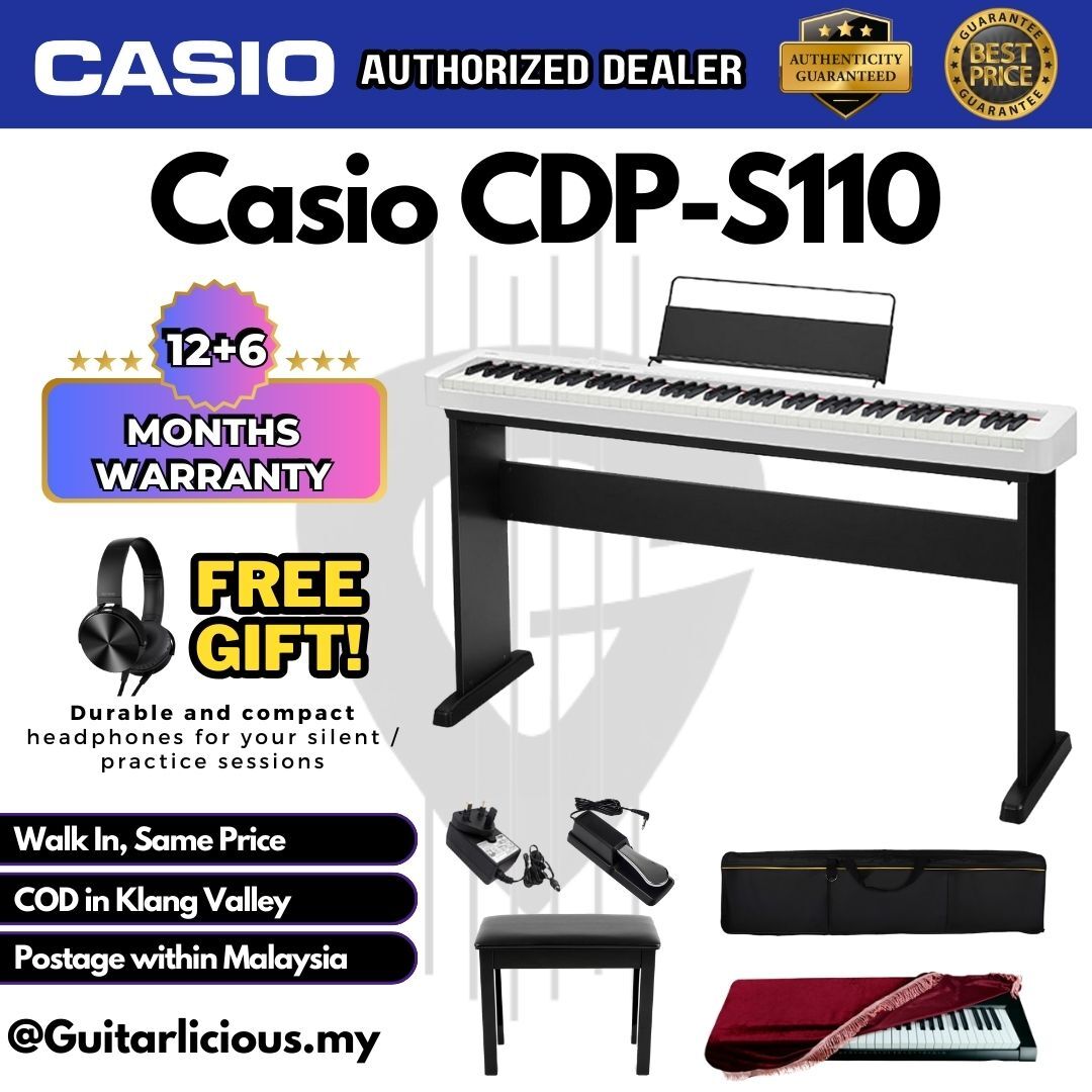 Casio CDP-S110 88-key Digital Piano Musician Package with Edifier W600BT  Headphone (CDPS110 / CPS S110 / CDP-S110WE) – GUITARLICIOUS.MY