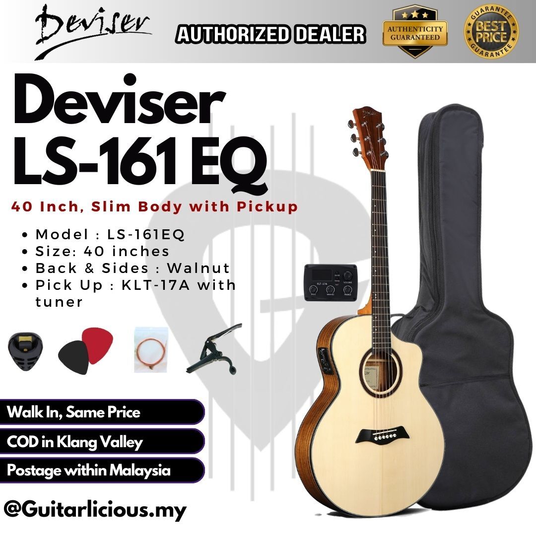 Deviser 40inch Slimbody Acoustic Guitar with EQ / Pick Up - All Natural  (LS-161-EQ) – GUITARLICIOUS.MY