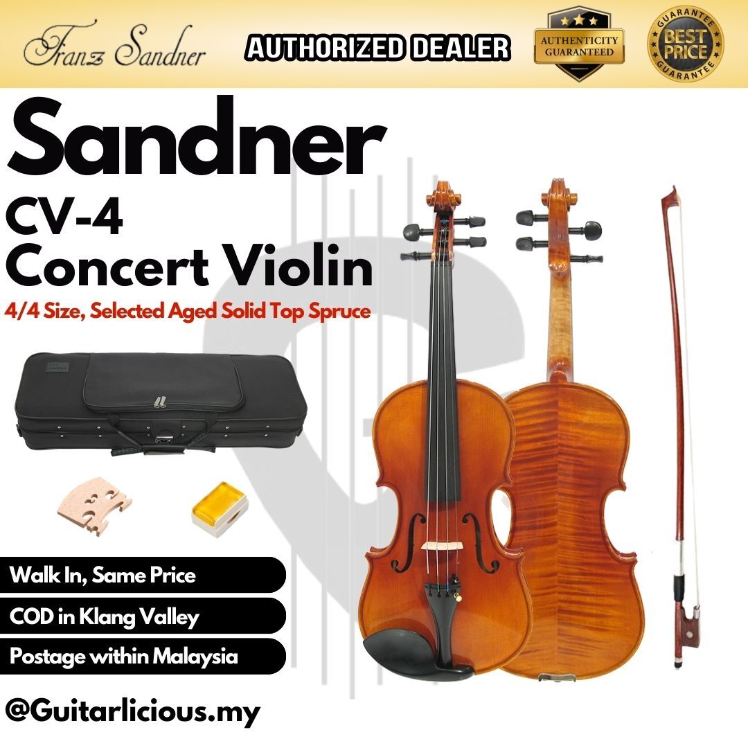SANDNER Solid Top Concert Violin CV-4, 4/4 Size (V/SCV 4/4) – 