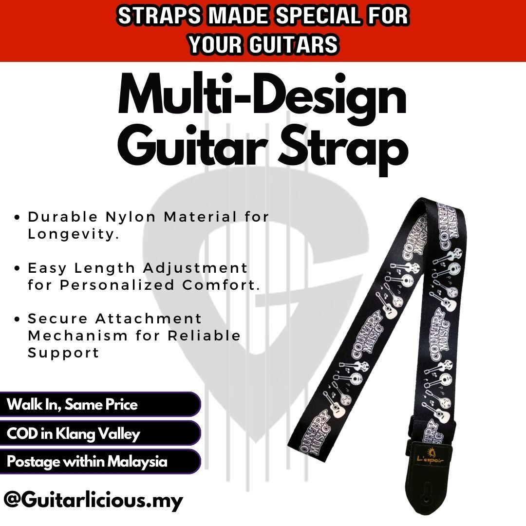 Design Strap - Black Guitar