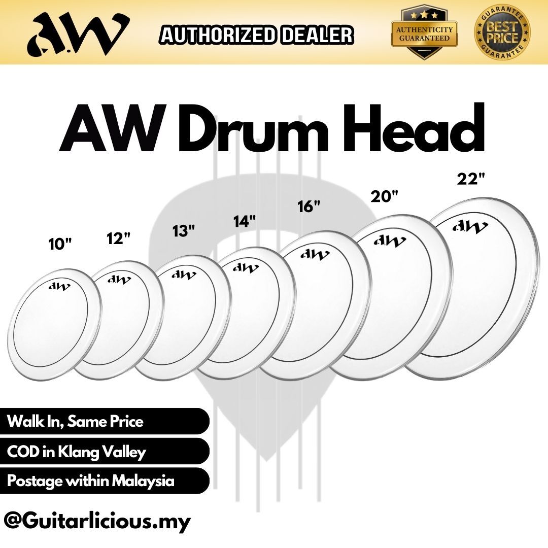 AW 2 ply Clear Drum Skin / Drum Head 10 inch / 12 inch / 13 inch / 14