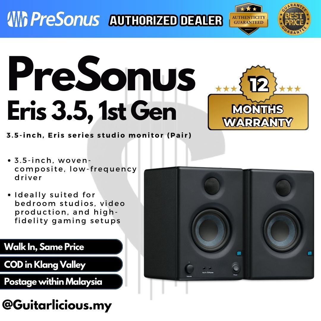 PreSonus Eris E3.5 3.5 inch Powered Studio Monitor with Isolation Pads 1 Pair ( E 3.5 / E35