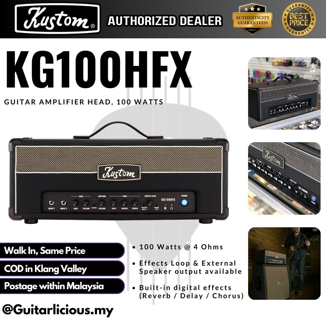 Kustom KG100HFX 100W Guitar Amplifier Head with KG412 4x12 Guitar