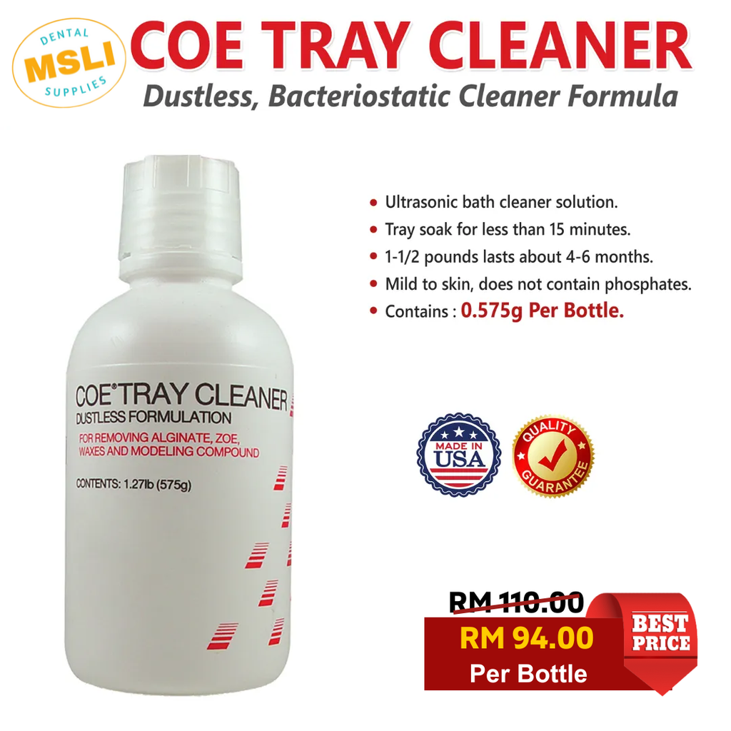 COE TRAY CLEANER Dustless , Bacteriostatic Cleaner Formula MSLI
