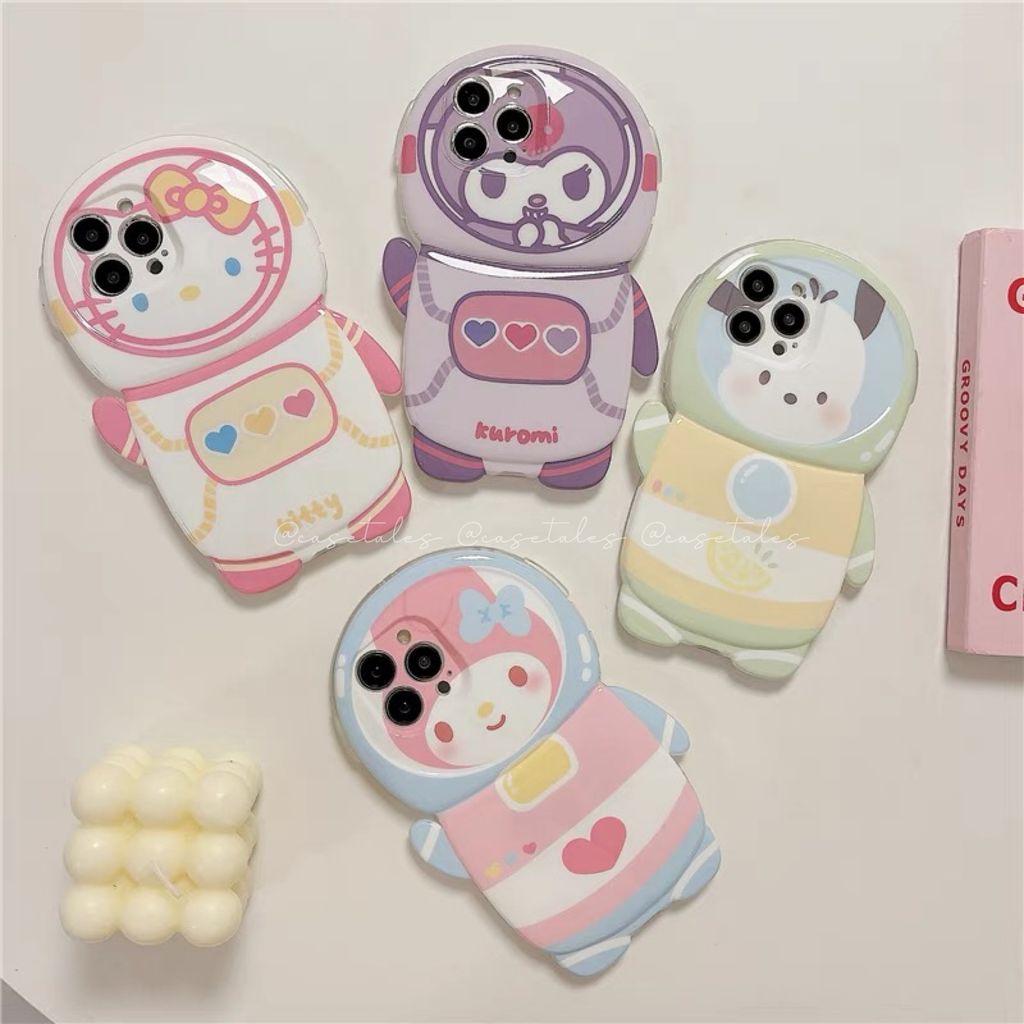 Cute Cartoon 3D Kuromi Hello Kitty Astronaut Case Casetales