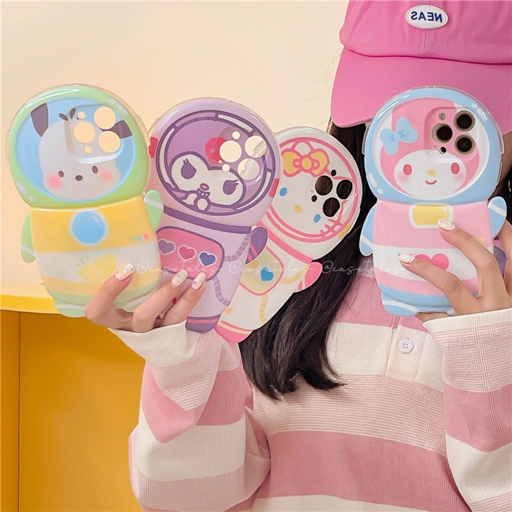 Cute Cartoon 3D Kuromi Hello Kitty Astronaut Case Casetales