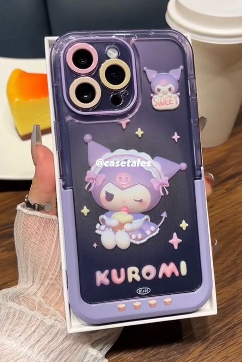 Purple Kuromi Lens Protection Case With Built-in Holder & Charm