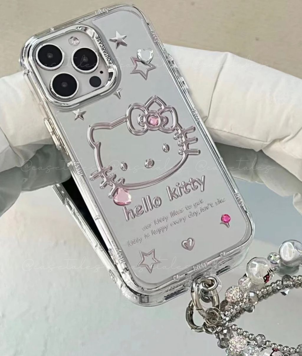 For Samsung Galaxy Z Flip 5 Flip 4 3 Cartoon Hello Kitty Chain Phone Case  Cover