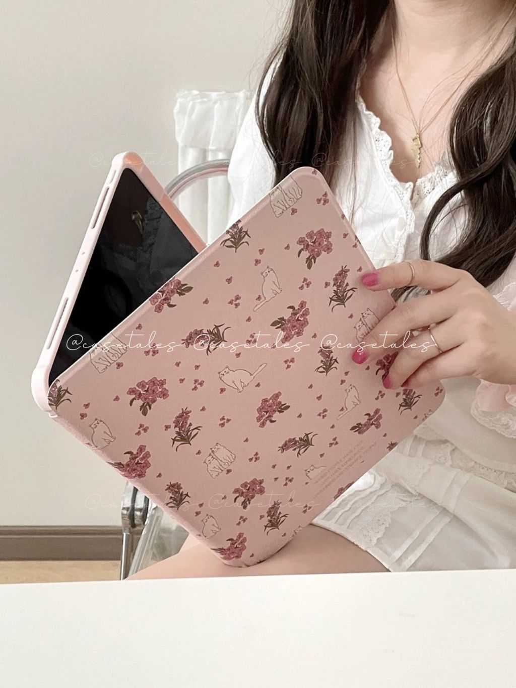 Pink Personalised Floral Ipad Case Case With Name Custom IPad Case