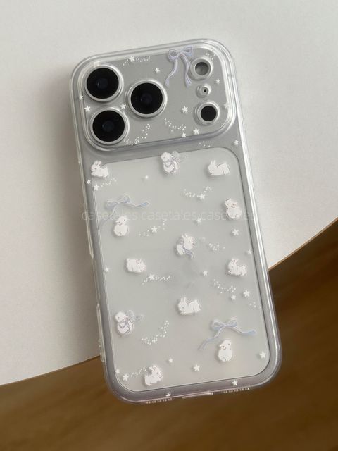 [LIMITED EDITION] Cute Bunny Ribbons Bowknot Stars Clear Case – Casetales